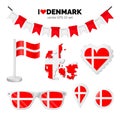 Denmark symbol set Royalty Free Stock Photo